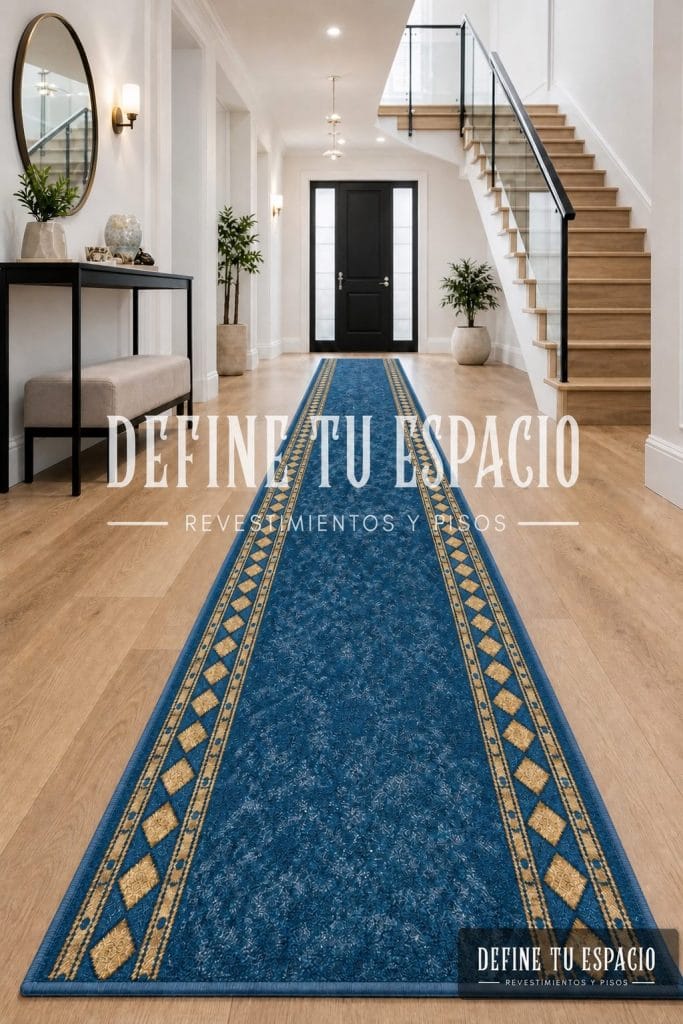 Alfombras de pasillo por metro – bouclé azul