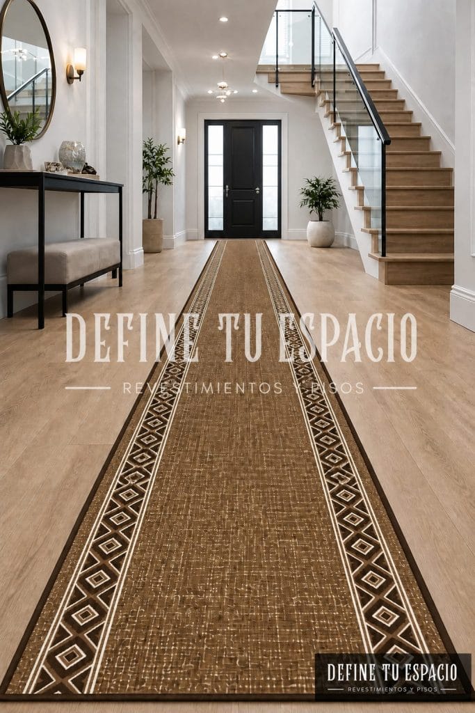 Alfombras de pasillo por metro – bouclé café geométrica
