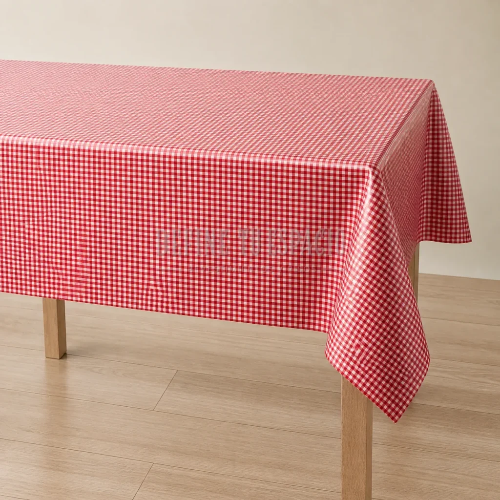 Mantel de Hule Afelpado Vichy Rojo SJ073C – 1,40 m